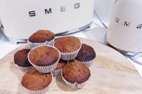 protein banana and date muffins